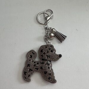 Stylish Gray Dog Keychain with Tassel
